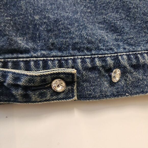 Christine Alexander Denim Jacket Women L Blue Vintage Western Rhinestone Bling - Picture 10 of 16